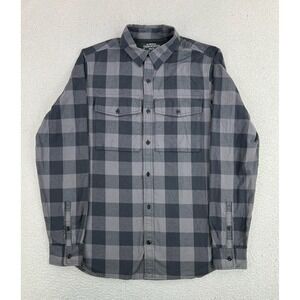 REI Cooperative Mens MT Gray Plaid Flannel Long Sleeve Button Up Shirt 23059-F23
